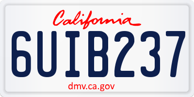 CA license plate 6UIB237