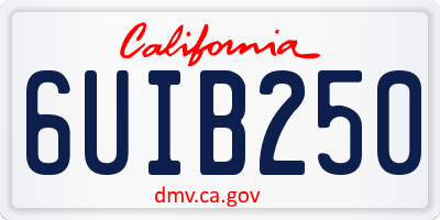 CA license plate 6UIB250