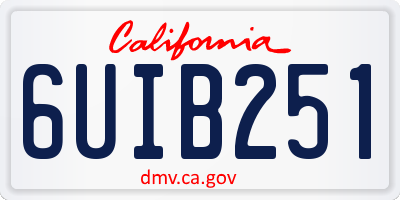 CA license plate 6UIB251
