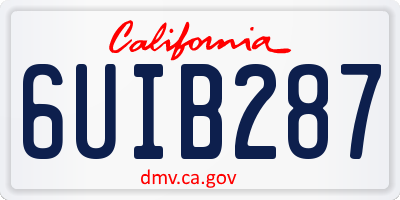 CA license plate 6UIB287