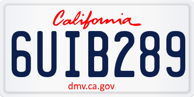 CA license plate 6UIB289