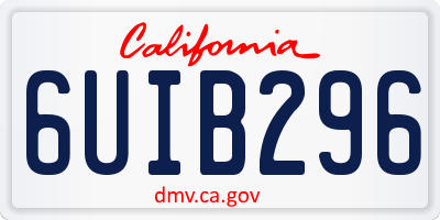 CA license plate 6UIB296
