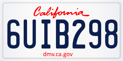 CA license plate 6UIB298