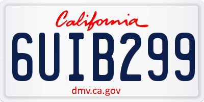 CA license plate 6UIB299