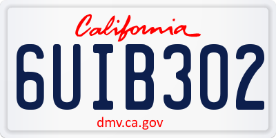 CA license plate 6UIB302