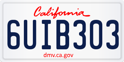 CA license plate 6UIB303