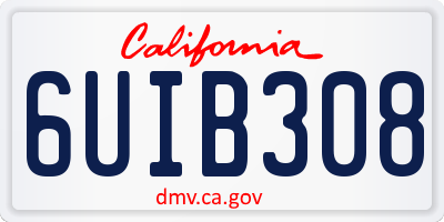 CA license plate 6UIB308