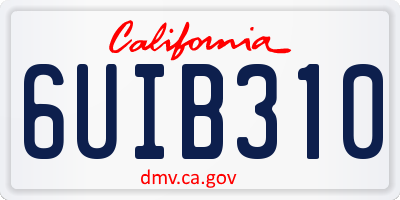 CA license plate 6UIB310