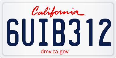 CA license plate 6UIB312