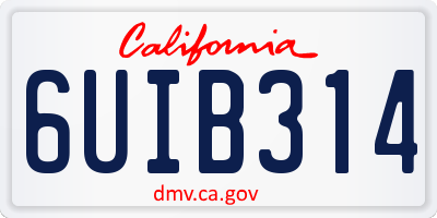 CA license plate 6UIB314