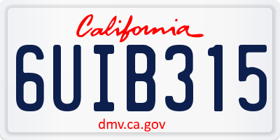 CA license plate 6UIB315