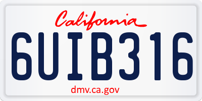 CA license plate 6UIB316