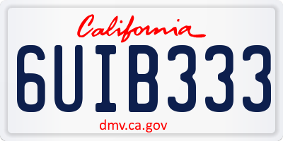 CA license plate 6UIB333