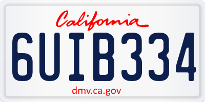 CA license plate 6UIB334