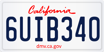 CA license plate 6UIB340
