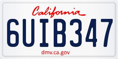 CA license plate 6UIB347
