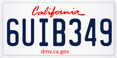 CA license plate 6UIB349
