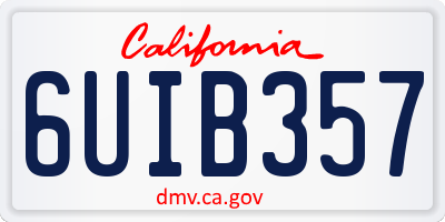 CA license plate 6UIB357