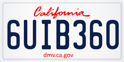 CA license plate 6UIB360
