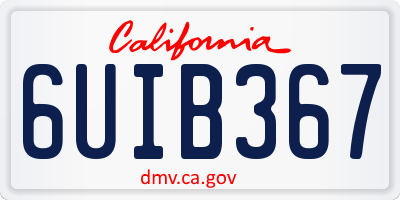 CA license plate 6UIB367