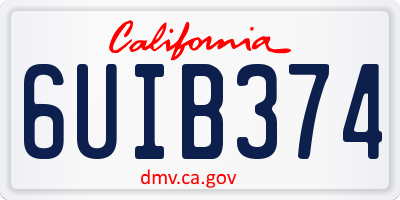 CA license plate 6UIB374