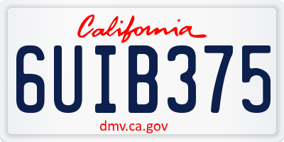 CA license plate 6UIB375