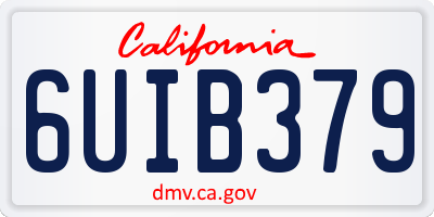 CA license plate 6UIB379