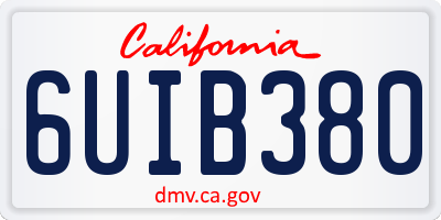 CA license plate 6UIB380