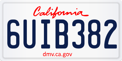 CA license plate 6UIB382