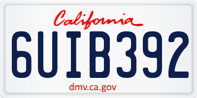 CA license plate 6UIB392