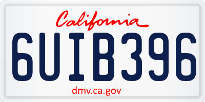CA license plate 6UIB396