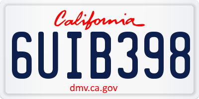 CA license plate 6UIB398