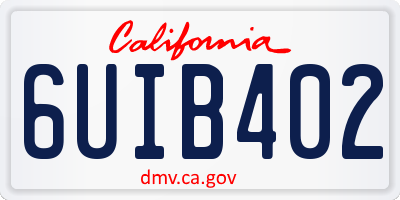 CA license plate 6UIB402