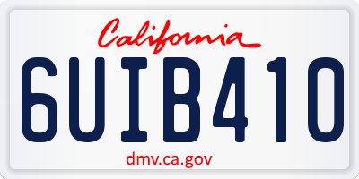 CA license plate 6UIB410