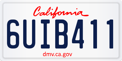 CA license plate 6UIB411