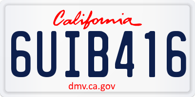 CA license plate 6UIB416
