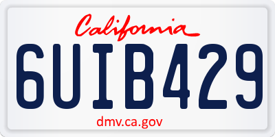 CA license plate 6UIB429