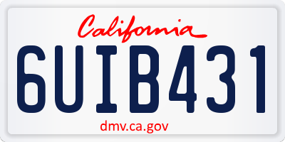 CA license plate 6UIB431