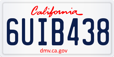 CA license plate 6UIB438