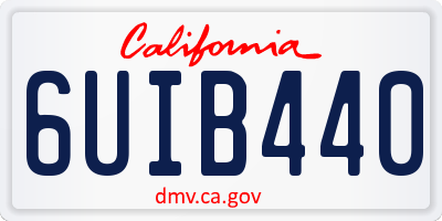 CA license plate 6UIB440