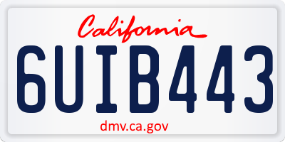 CA license plate 6UIB443