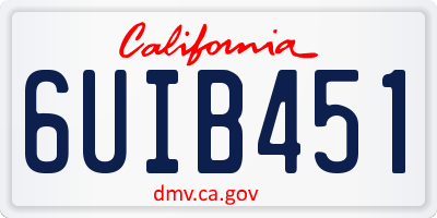 CA license plate 6UIB451
