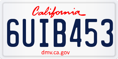 CA license plate 6UIB453