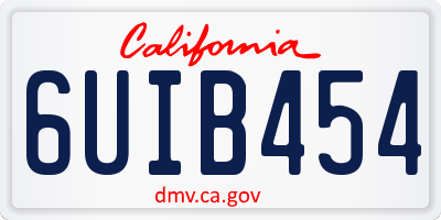 CA license plate 6UIB454