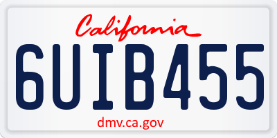 CA license plate 6UIB455