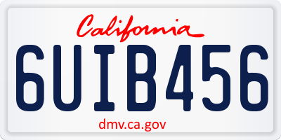 CA license plate 6UIB456