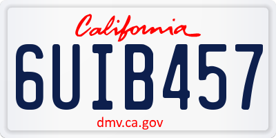 CA license plate 6UIB457
