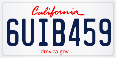 CA license plate 6UIB459