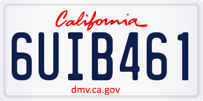 CA license plate 6UIB461
