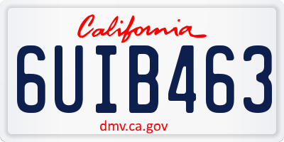 CA license plate 6UIB463
